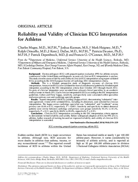 validity of ecg result|Reliability and validity of clinician ECG interpretation.
